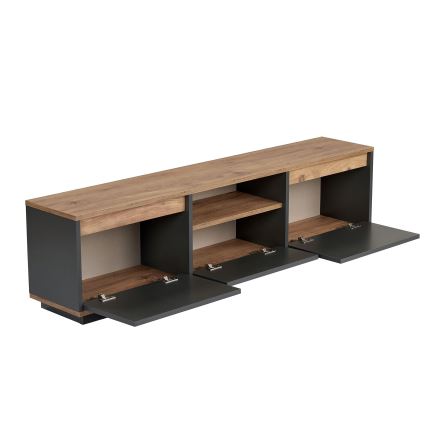 Televizora galds KREDE 160x30 cm antracīts/priede