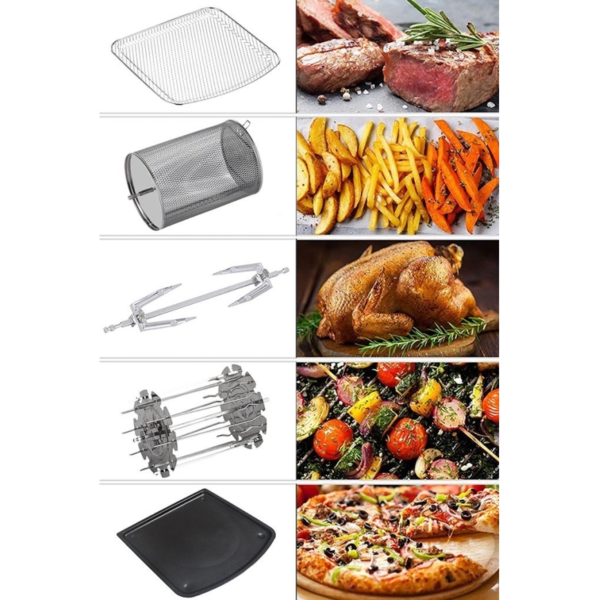 TESLA Electronics AirCook & Grill - Smart daudzfunkcionāls digitālais hot air fryer 12 l 1800W/230V Wi-Fi
