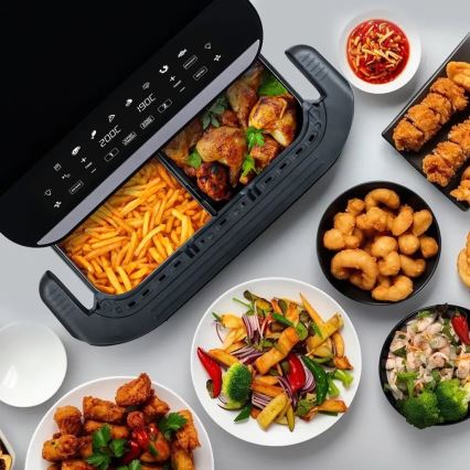 TESLA Electronics AirCook - Daudzfunkcionāla dubultā digitālā karstā gaisa fritērija 10 l 2400W/230V