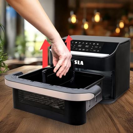 TESLA Electronics AirCook - Daudzfunkcionāla dubultā digitālā karstā gaisa fritērija 10 l 2400W/230V