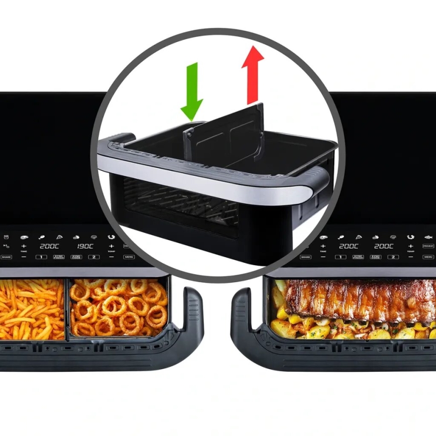 TESLA Electronics AirCook - Daudzfunkcionāla dubultā digitālā karstā gaisa fritērija 10 l 2400W/230V