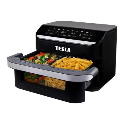 TESLA Electronics AirCook - Daudzfunkcionāla dubultā digitālā karstā gaisa fritērija 10 l 2400W/230V