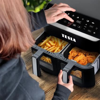 TESLA Electronics AirCook - Multifunkcionāla dubultā digitālā karstā gaisa fritērija 9 l 2400W/230V