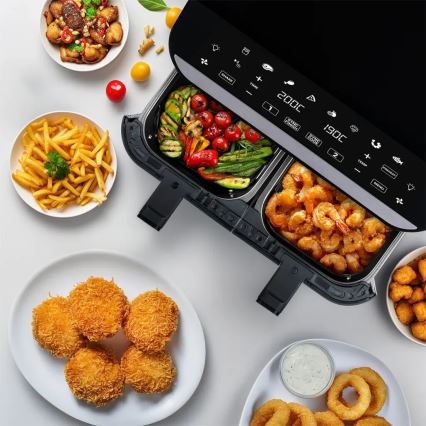 TESLA Electronics AirCook - Multifunkcionāla dubultā digitālā karstā gaisa fritērija 9 l 2400W/230V