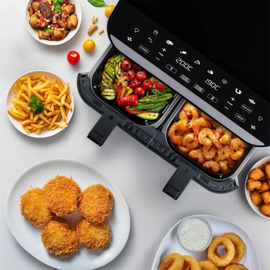 TESLA Electronics AirCook - Multifunkcionāla dubultā digitālā karstā gaisa fritērija 9 l 2400W/230V