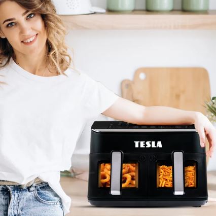 TESLA Electronics AirCook - Multifunkcionāla dubultā digitālā karstā gaisa fritērija 9 l 2400W/230V