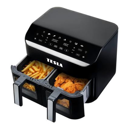 TESLA Electronics AirCook - Multifunkcionāla dubultā digitālā karstā gaisa fritērija 9 l 2400W/230V