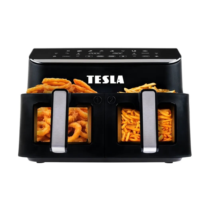 TESLA Electronics AirCook - Multifunkcionāla dubultā digitālā karstā gaisa fritērija 9 l 2400W/230V