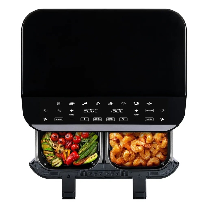 TESLA Electronics AirCook - Multifunkcionāla dubultā digitālā karstā gaisa fritērija 9 l 2400W/230V
