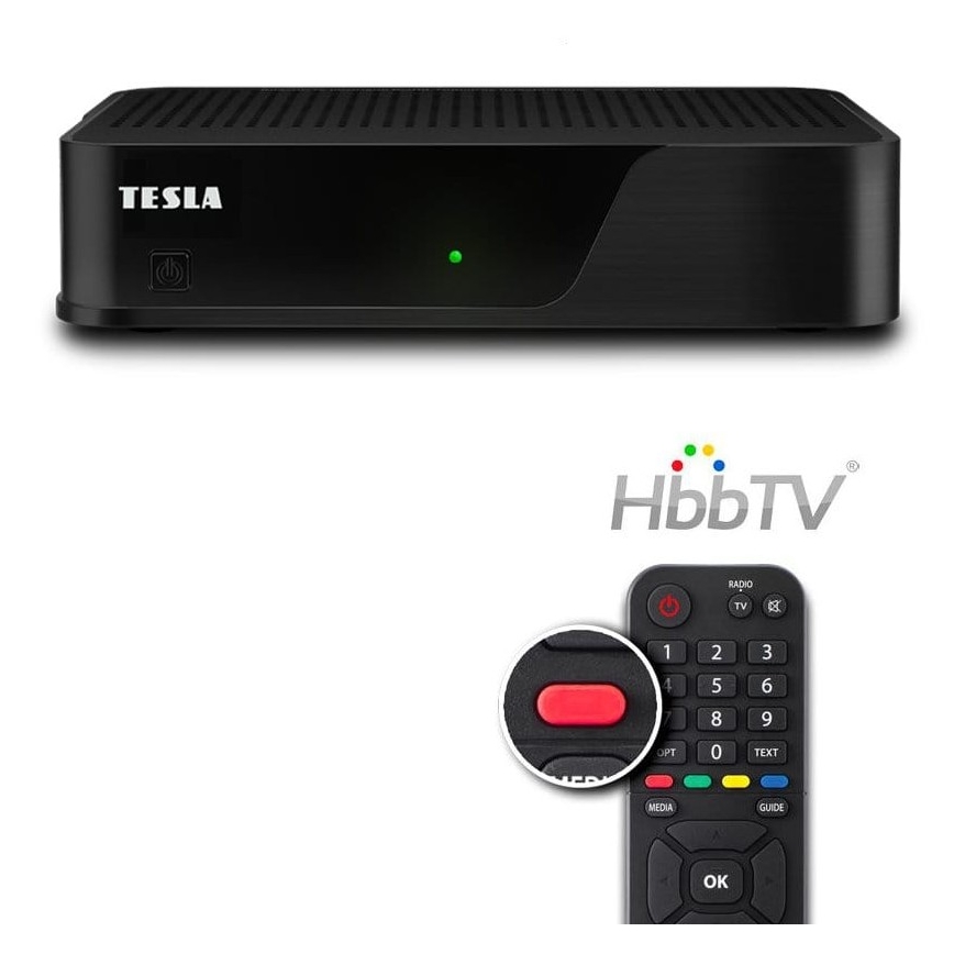 TESLA Electronics - DVB-T2 H.265 (HEVC) uztvērējs ar HbbTV, 12V un tālvadības pulti