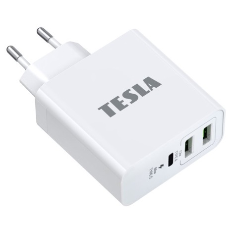 TESLA Electronics - Lādēšanas adapteris USB-C 3in1 65W, balta