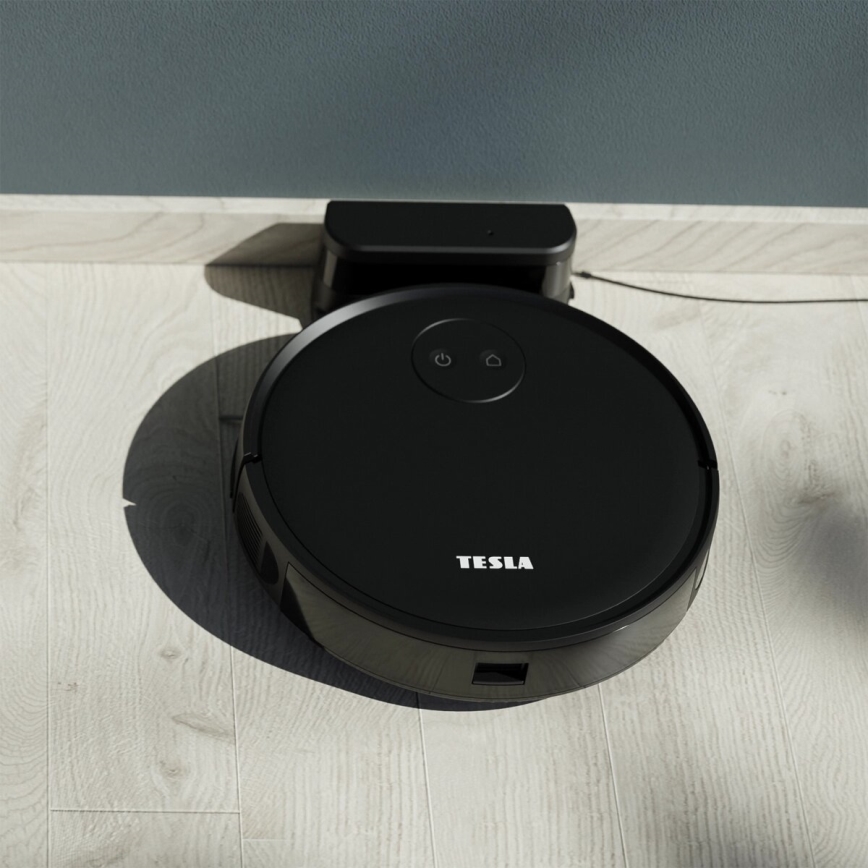 TESLA Smart - Viedais robota putekļu sūcējs 2in1 2000 mAh Wi-Fi melna + tālvadības pults