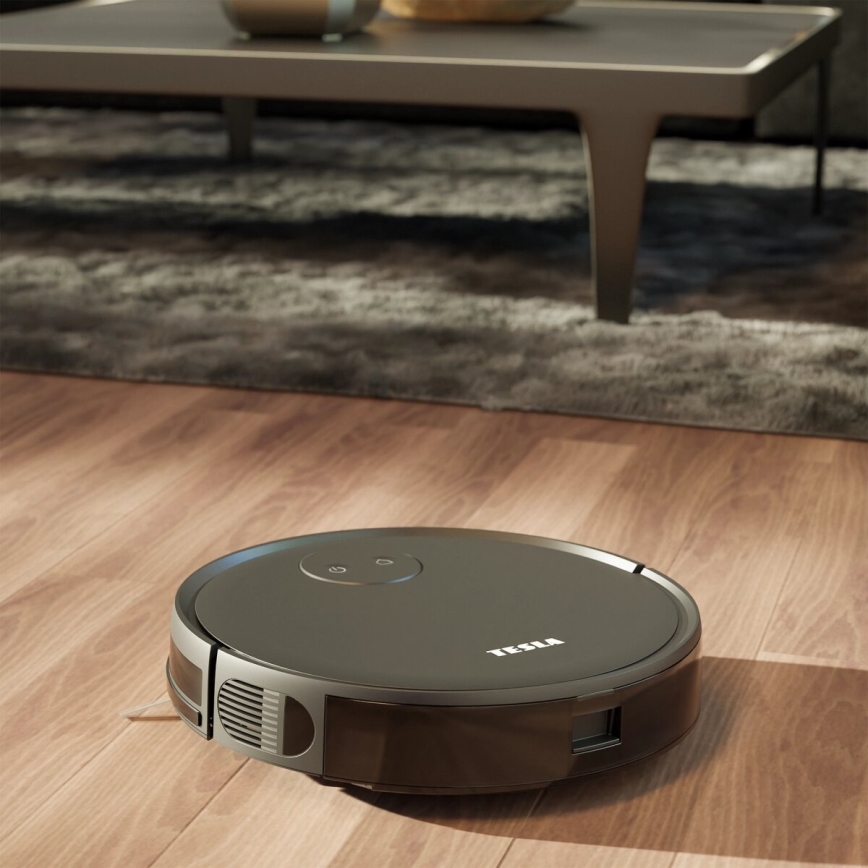 TESLA Smart - Viedais robota putekļu sūcējs 2in1 2000 mAh Wi-Fi melna + tālvadības pults
