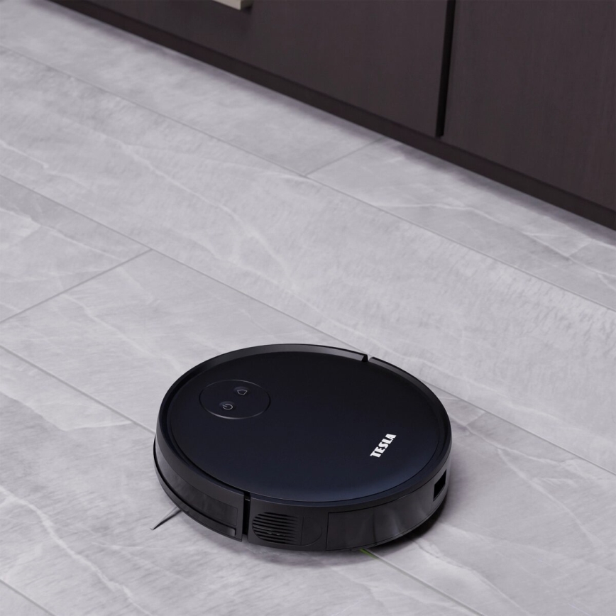 TESLA Smart - Viedais robota putekļu sūcējs 2in1 2000 mAh Wi-Fi melna + tālvadības pults