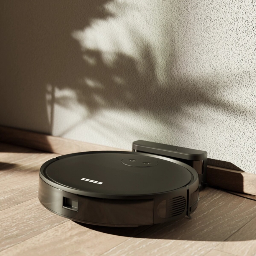 TESLA Smart - Viedais robota putekļu sūcējs 2in1 2000 mAh Wi-Fi melna + tālvadības pults