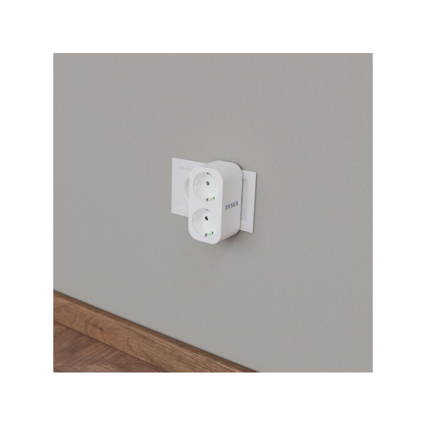 TESLA Smart - Viedās kontaktligzdas sadalītājs 2x16A/230V Tips F Wi-Fi Tuya