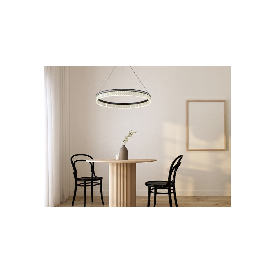 LED ar regulējamu spilgtumu kristāla lustra uz troses THALIA LED/55W/230V 3000-6000K Ø 80 cm + tālvadības pults