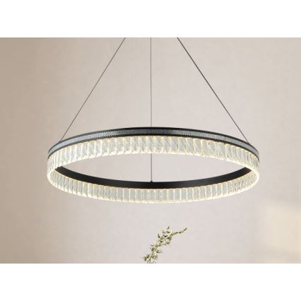 LED ar regulējamu spilgtumu kristāla lustra uz troses THALIA LED/55W/230V 3000-6000K Ø 80 cm + tālvadības pults