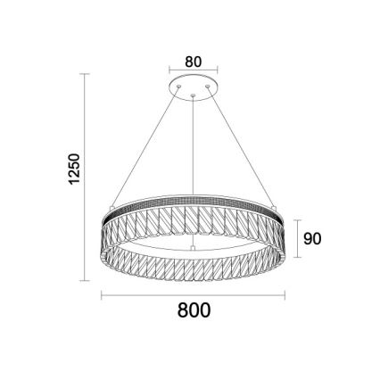 LED ar regulējamu spilgtumu kristāla lustra uz troses THALIA LED/55W/230V 3000-6000K Ø 80 cm + tālvadības pults