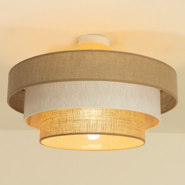 Tieši pie griestiem montēta lustra WENTA 1xE27/60W/230V Ø 50 cm juta/krēmkrāsa