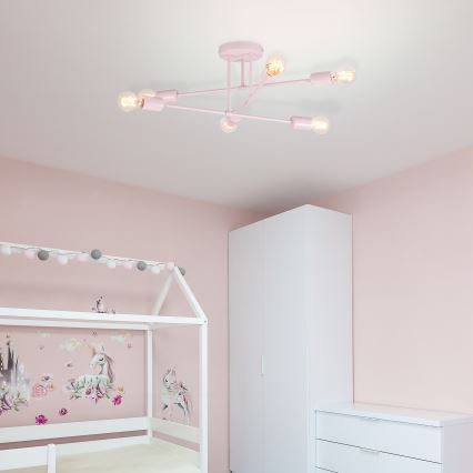 Tieši pie griestiem piestiprināma lustra CAMBRIDGE 6xE27/15W/230V rozā