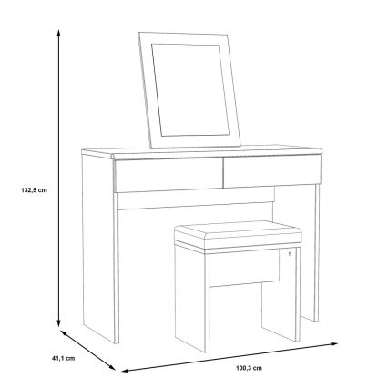 Toaletes galds JUNO ar tabureti, 45x29,6 cm, brūns/melns