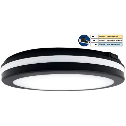 Top Lampa - LED Vannas istabas lampa COMET LED/24W/230V 3000/4000/6500K IP54 d. 30 cm melna