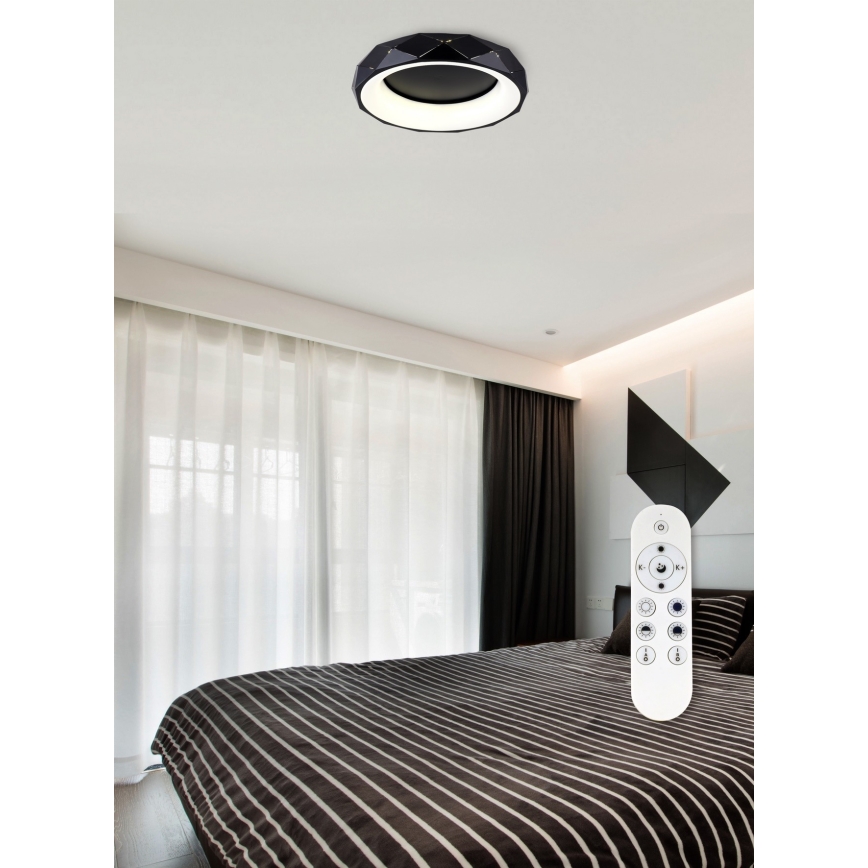Top Light - LED Aptumšojama griestu lampa APOLO LED/45W/230V melna + tālvadības pults
