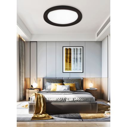 Top Light - LED Aptumšojama griestu lampa SALERNO LED/60W/230V 3000-6500K d. 60 cm melna + tālvadības pults