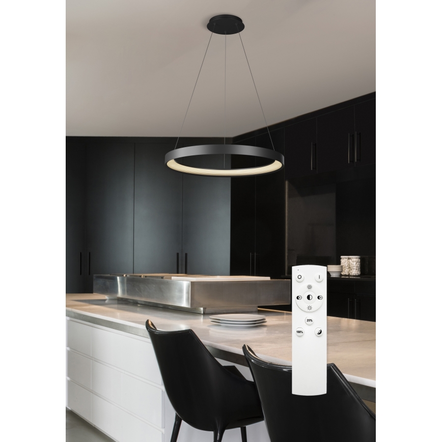 Top Light - LED Aptumšojama lustra ar auklu ORBIT LED/40W/230V 3000-6500K d. 50 cm melna + tālvadības pults