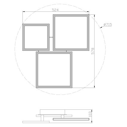 Top Light - LED Aptumšojama virsapmetuma lustra MERKUR LED/50W/230V 3000-6500K melna + tālvadības pults