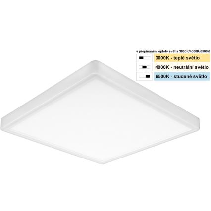 Top Light - LED Griestu lampa REVIT LED/24W/230V 3000/4000/6500K 30x30 cm balta