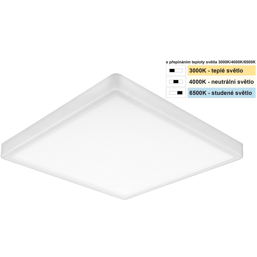 Top Light - LED Griestu lampa REVIT LED/24W/230V 3000/4000/6500K 30x30 cm balta