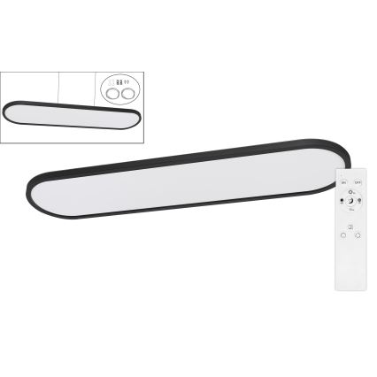 Top Light - LED Aptumšojams griestu virsmas montējams vai piekārts gaismeklis OVAL LED/36W/230V 3000-6500K melns + tālvadības pults