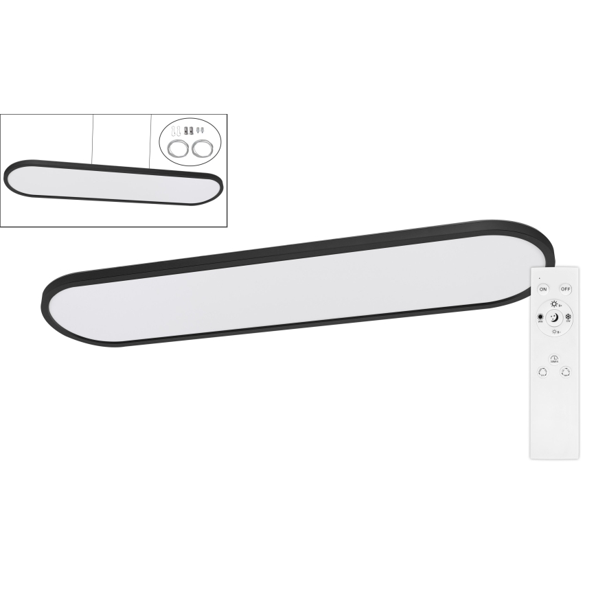Top Light - LED Aptumšojams griestu virsmas montējams vai piekārts gaismeklis OVAL LED/36W/230V 3000-6500K melns + tālvadības pults