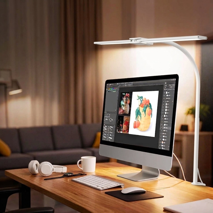 Top Light - LED Regulējama galda lampa ar skavu LYRA LED/18W/230V 3000-6500K balta