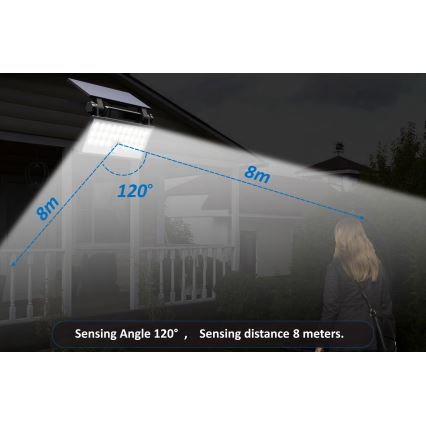 Top Light - LED Saules enerģijas sienas Prožektors ar sensoru HELEON PRO LED/8W/3,7V IP65 4000K 2600 mAh