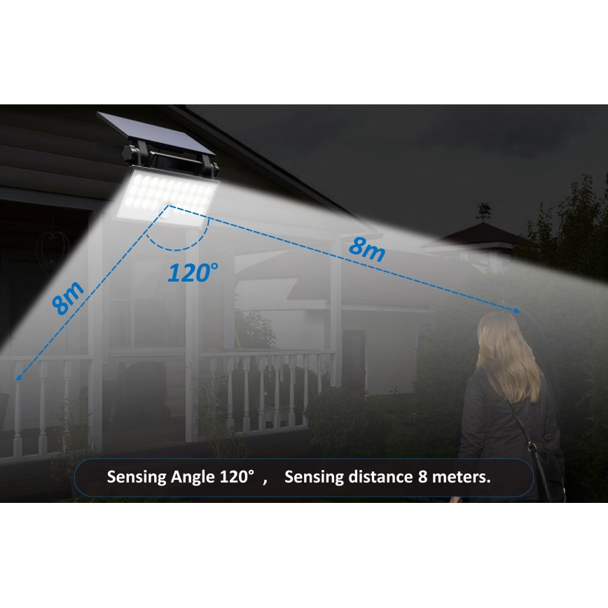 Top Light - LED Saules enerģijas sienas Prožektors ar sensoru HELEON PRO LED/8W/3,7V IP65 4000K 2600 mAh