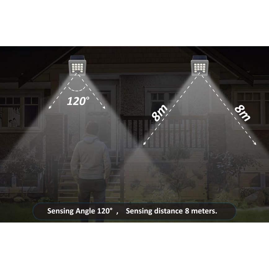 Top Light - LED Saules enerģijas sienas Prožektors ar sensoru HELEON S LED/5W/3,7V IP65 4000K 1800 mAh