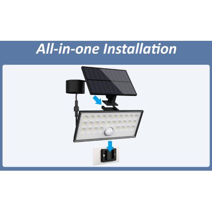 Top Light - LED Saules enerģijas sienas Prožektors ar sensoru HELEON VARIO LED/8W/3,7V IP65 4000K 2200 mAh + tālvadības pults