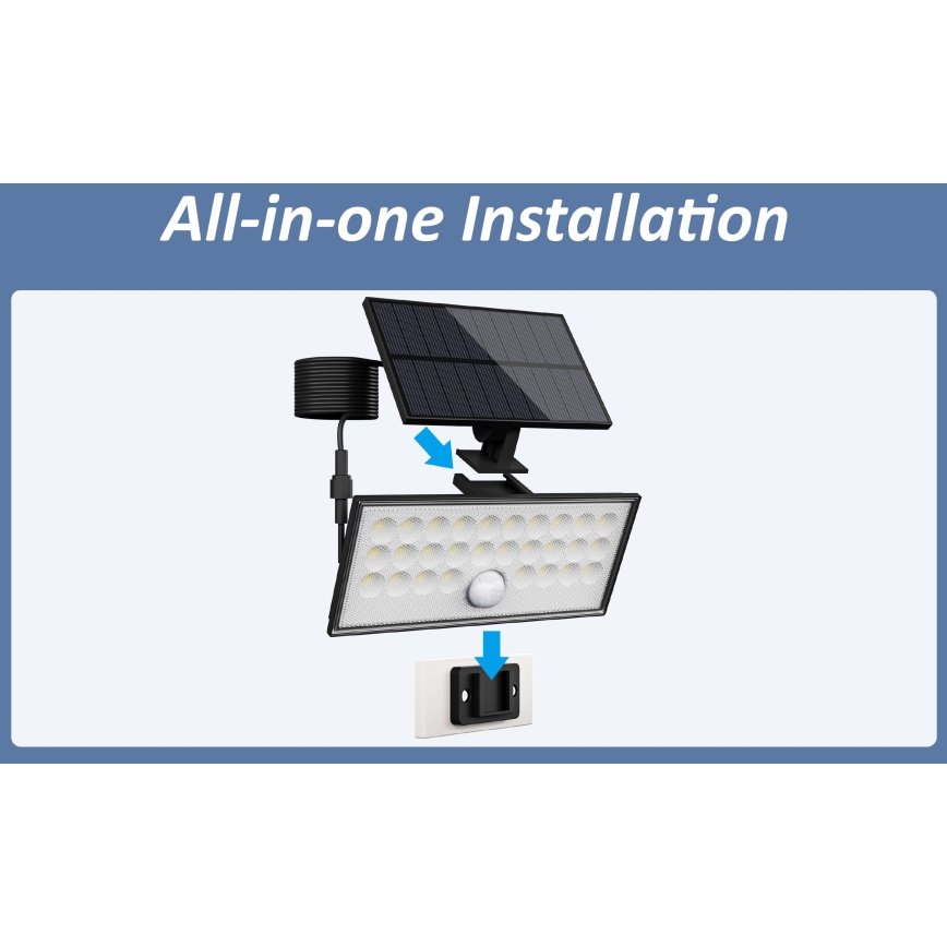 Top Light - LED Saules enerģijas sienas Prožektors ar sensoru HELEON VARIO LED/8W/3,7V IP65 4000K 2200 mAh + tālvadības pults