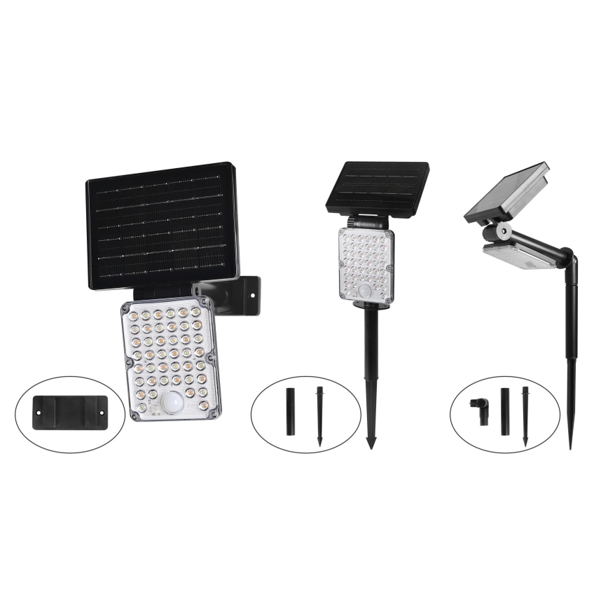 Top Light - LED saules gaismeklis ar 3-in-1 sensoru ZENITH LED/10W/3,7V 3000/4000/6500K IP54 2400 mAh