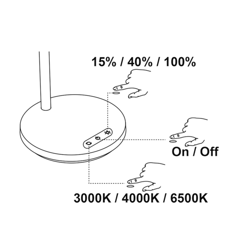 Top Light - LED regulējamā skārienjūtīgā galda lampa BELLA LED/4,8W/5V 3000/4000/6500K balta
