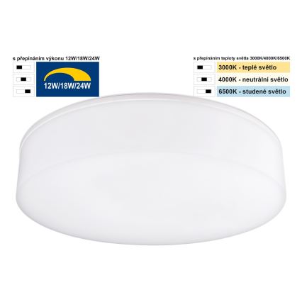 Top Light - LED Aptumšojama vannas istabas griestu lampa BOXTER LED/12/18/24W/230V IP54 3000/4000/6500K d. 28 cm