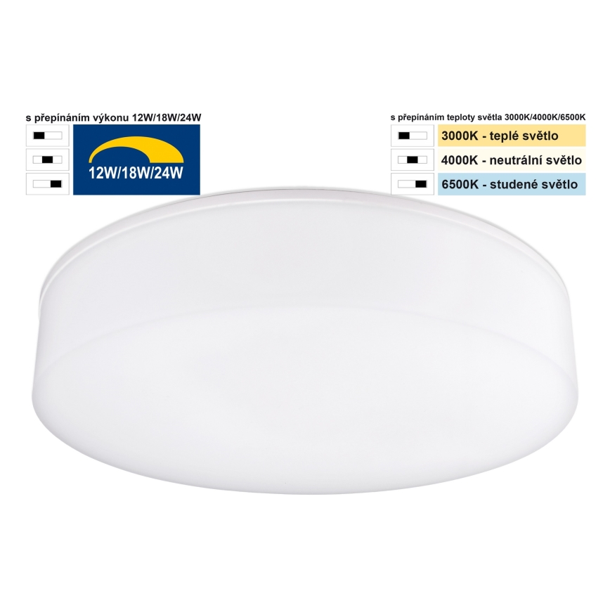 Top Light - LED Aptumšojama vannas istabas griestu lampa BOXTER LED/12/18/24W/230V IP54 3000/4000/6500K d. 28 cm