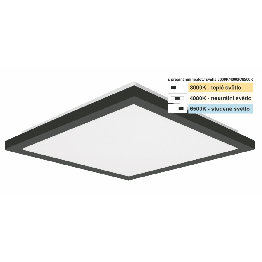 Top Light - LED Vannas istabas griestu lampa ONYX LED/10W/230V IP44 3000/4000/6500K 28x28 cm melna