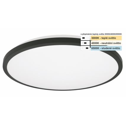 Top Light - LED Vannas istabas griestu lampa ONYX LED/10W/230V IP44 3000/4000/6500K d. 29 cm melna