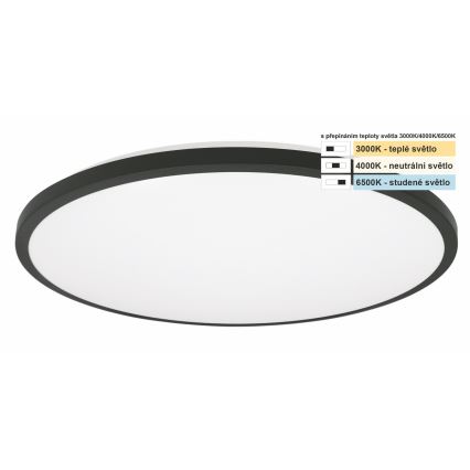 Top Light - LED Vannas istabas griestu lampa ONYX LED/18W/230V IP44 3000/4000/6500K d. 34 cm melna