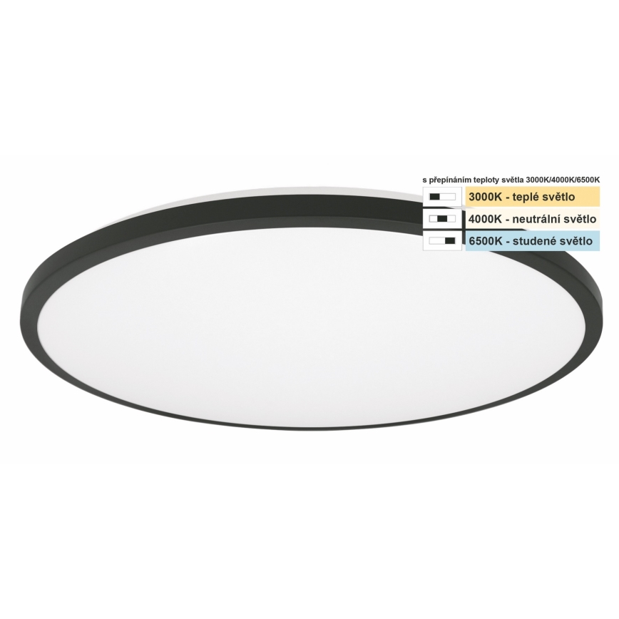 Top Light - LED Vannas istabas griestu lampa ONYX LED/18W/230V IP44 3000/4000/6500K d. 34 cm melna