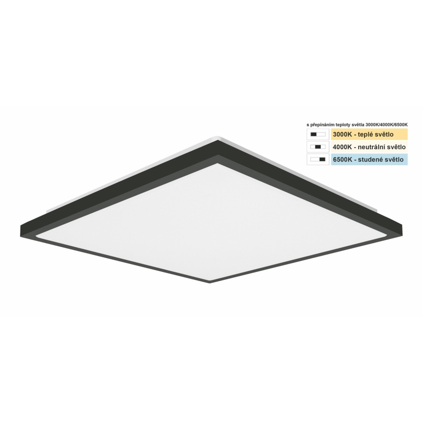 Top Light - LED Vannas istabas griestu lampa ONYX LED/24W/230V IP44 3000/4000/6500K 38x38 cm melna